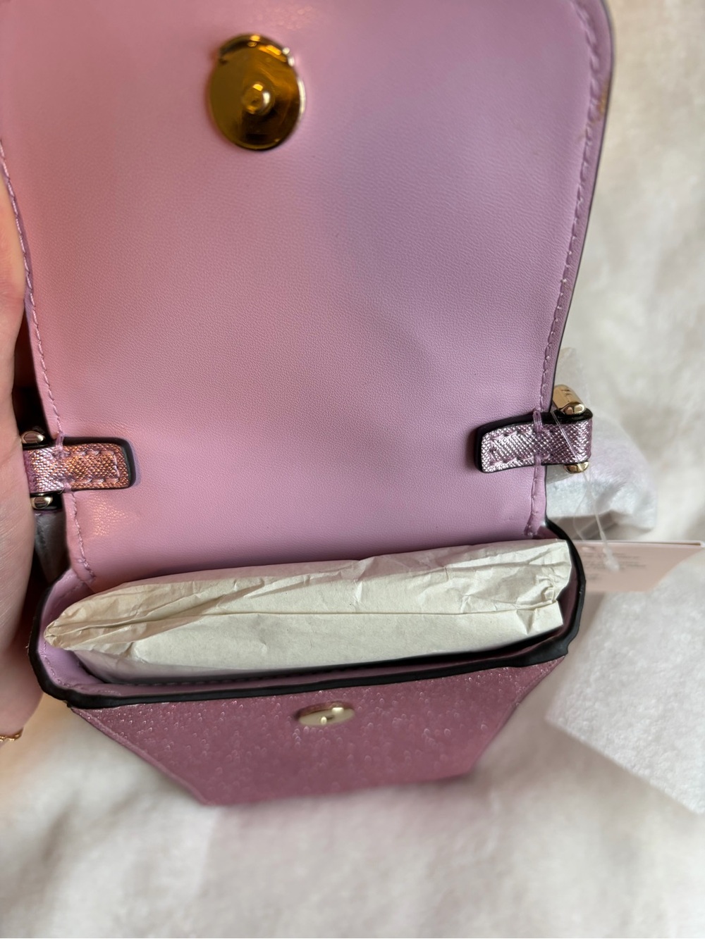 Kate Spade Lola Pink Glitter Crossbody Phone Bag - Picture 5 of 8